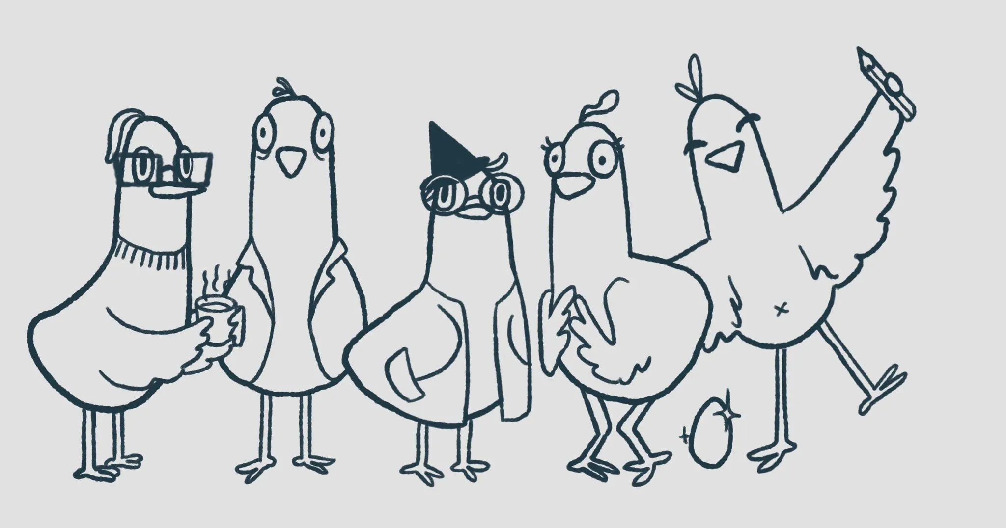 Pirate Pigeon Crew Members as Pigeons